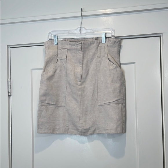 H&M linen blend Cream/light tan High-Waisted Skirt size 10. - Picture 1 of 8